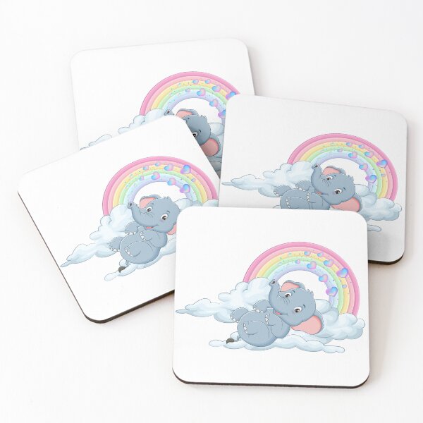Item preview, Relaxing Elephant - Cute Grey Elephant Lying on a Cloud with Rainbow designed and sold by Love3Happy.