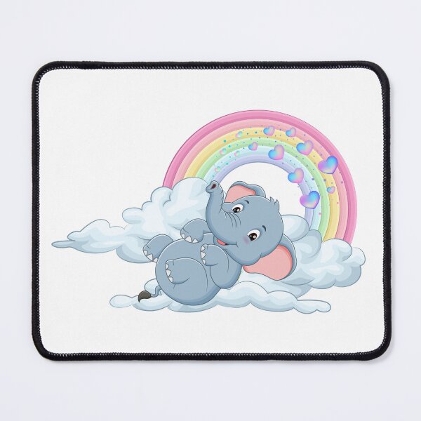 Item preview, Relaxing Elephant - Cute Grey Elephant Lying on a Cloud with Rainbow designed and sold by Love3Happy.