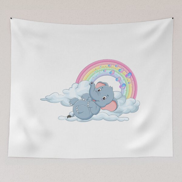 Item preview, Relaxing Elephant - Cute Grey Elephant Lying on a Cloud with Rainbow designed and sold by Love3Happy.