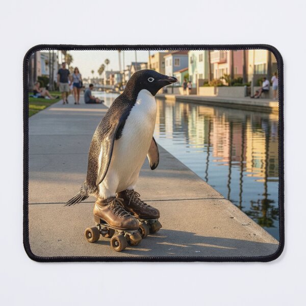 Item preview, Penguin Quits Arctic Moves to Venice Beach designed and sold by Tridentulus.