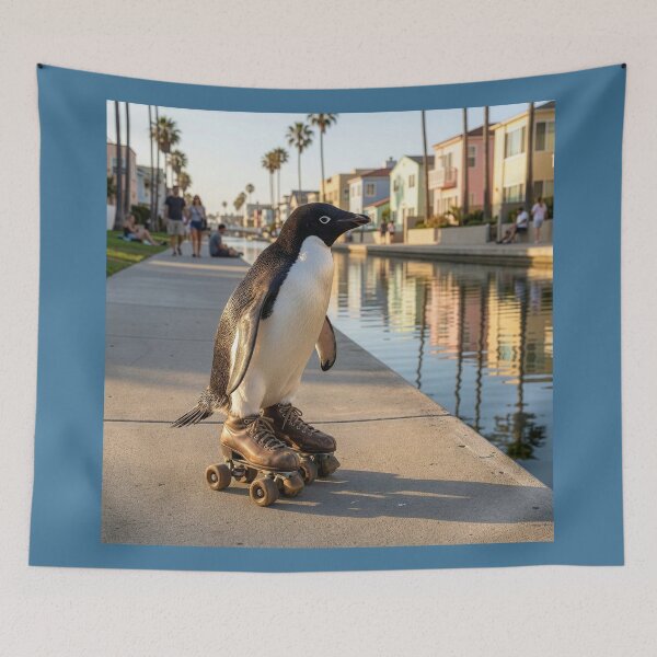 Item preview, Penguin Quits Arctic Moves to Venice Beach designed and sold by Tridentulus.