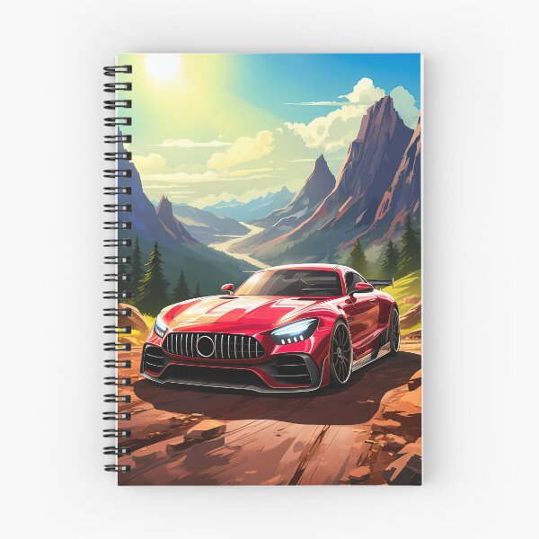 Item preview, Vibrant Red Sports Car Parked On Sunny Mountain Pass Overlook designed and sold by RevUpDesign.