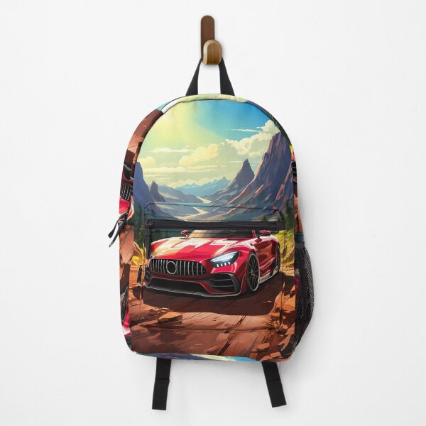 Item preview, Vibrant Red Sports Car Parked On Sunny Mountain Pass Overlook designed and sold by RevUpDesign.
