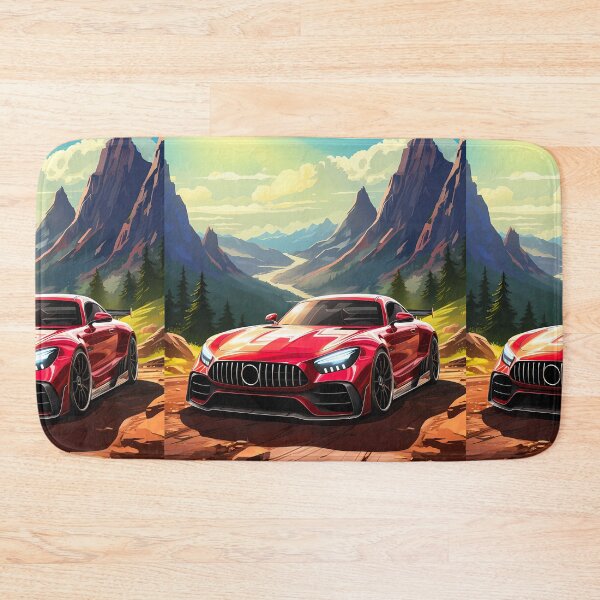 Item preview, Vibrant Red Sports Car Parked On Sunny Mountain Pass Overlook designed and sold by RevUpDesign.