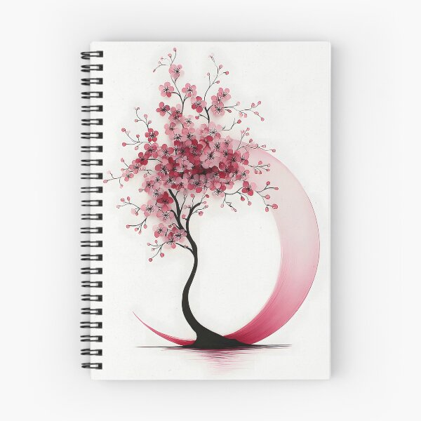 Item preview, Japanese Zen Sakura Moon | Pink Cherry Blossom Ink Wash Art designed and sold by FlowNestStudio.