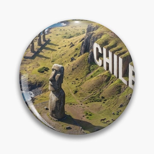 Item preview, Ancient Moai Statues & CHILE Lettering on Rapa Nui Coastal Landscape designed and sold by MyEz Style.