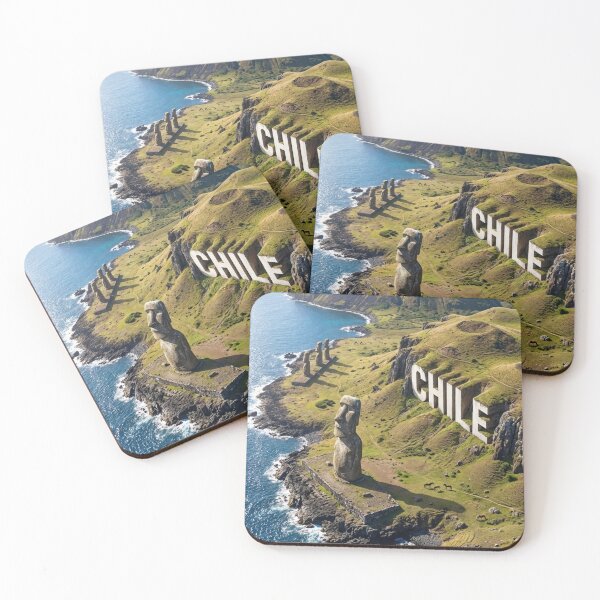 Item preview, Ancient Moai Statues & CHILE Lettering on Rapa Nui Coastal Landscape designed and sold by MyEz Style.