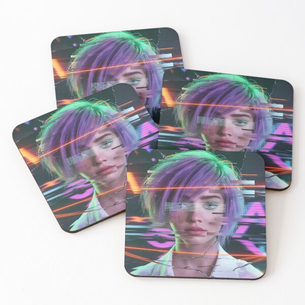 Item preview, Glitchcore Aesthetic Female Portrait Cyberpunk Digital Art designed and sold by SplashTastic.