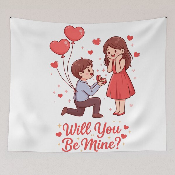 Item preview, Will You Be Mine Cute Proposal Illustration designed and sold by Wizdem Artworkz.