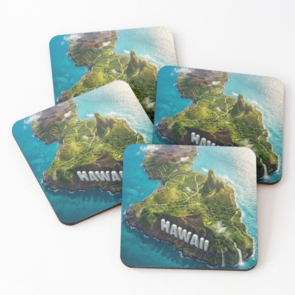 Item preview, Panoramic Hawaii Island Aerial View, Breaching Whale, Iconic Text designed and sold by MyEz Style.