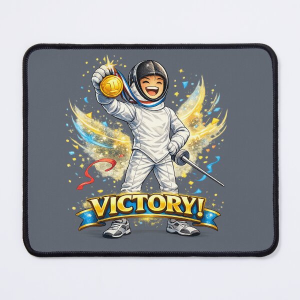Item preview, VICTORY! Happy Fencing Champion Medal designed and sold by ChillCharmStudio.