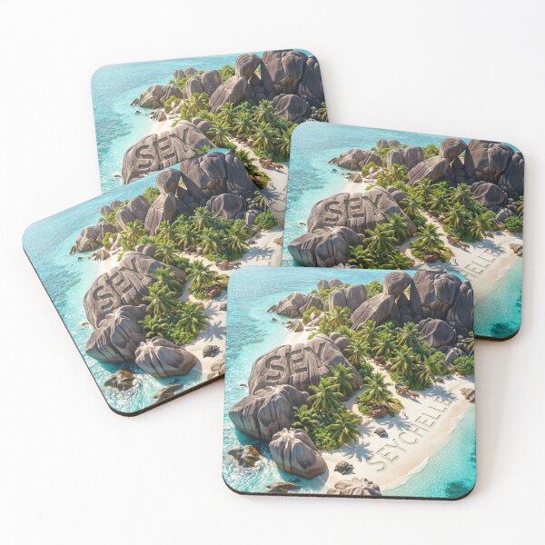 Item preview, Idyllic Seychelles Island: Aerial View of Granite Boulders & Turquoise Sea designed and sold by MyEz Style.