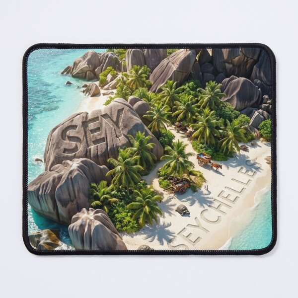 Item preview, Idyllic Seychelles Island: Aerial View of Granite Boulders & Turquoise Sea designed and sold by MyEz Style.