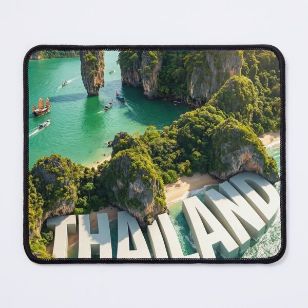 Item preview, Iconic Thailand Landscape: Big Buddha, Islands, Boats, and 3D Text designed and sold by MyEz Style.