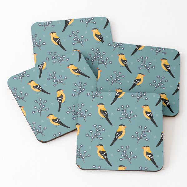 Item preview, American goldfinches on blue designed and sold by reneesillus.
