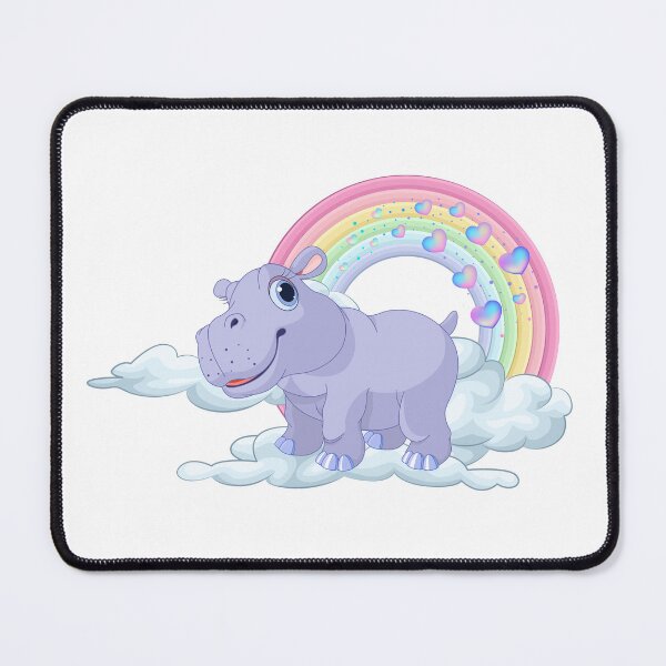 Item preview, Happy Hippo - Cute Purple Hippo on a Cloud with Rainbow designed and sold by Love3Happy.