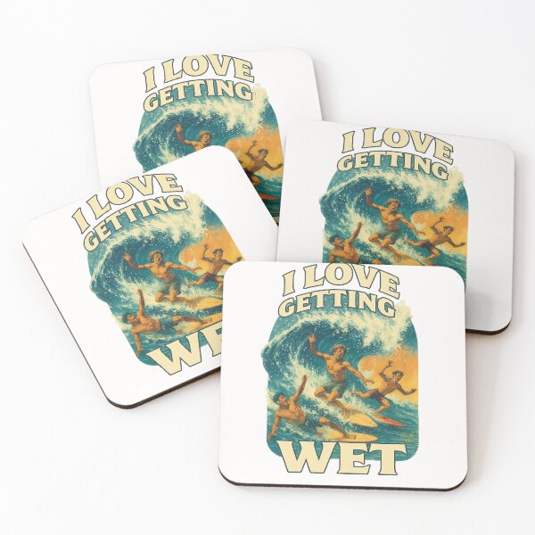 Item preview, I Love Getting Wet – Retro Surf Scene with Humor designed and sold by Places On Earth.