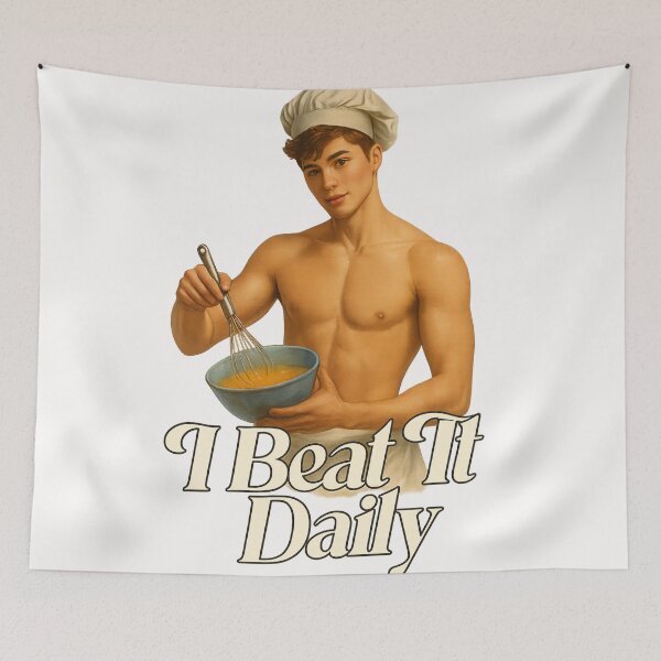 Item preview, I Beat It Daily – Shirtless Chef Mixing Batter designed and sold by Places On Earth.