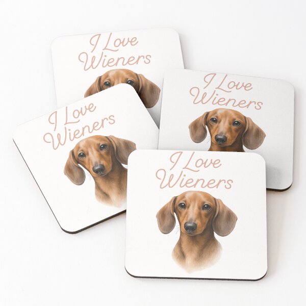 Item preview, I Love Wieners – Soft-Eyed Pup with Wordplay designed and sold by Places On Earth.