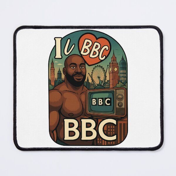 Item preview, I Love BBC – Buff Man with Vintage TV and London Icons designed and sold by Places On Earth.