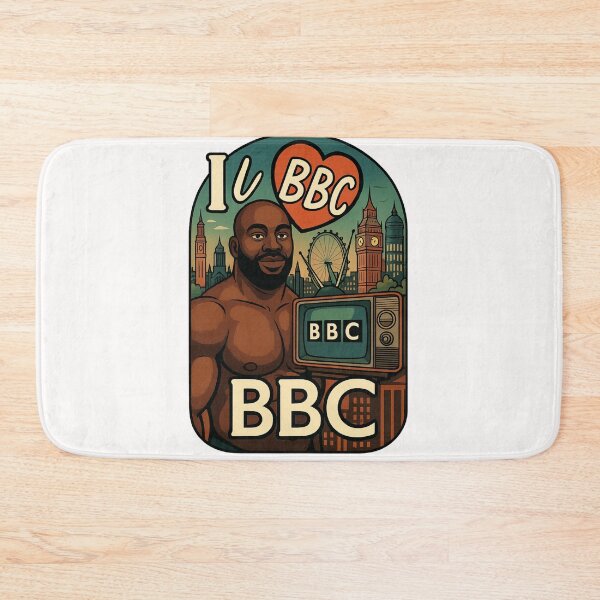 Item preview, I Love BBC – Buff Man with Vintage TV and London Icons designed and sold by Places On Earth.