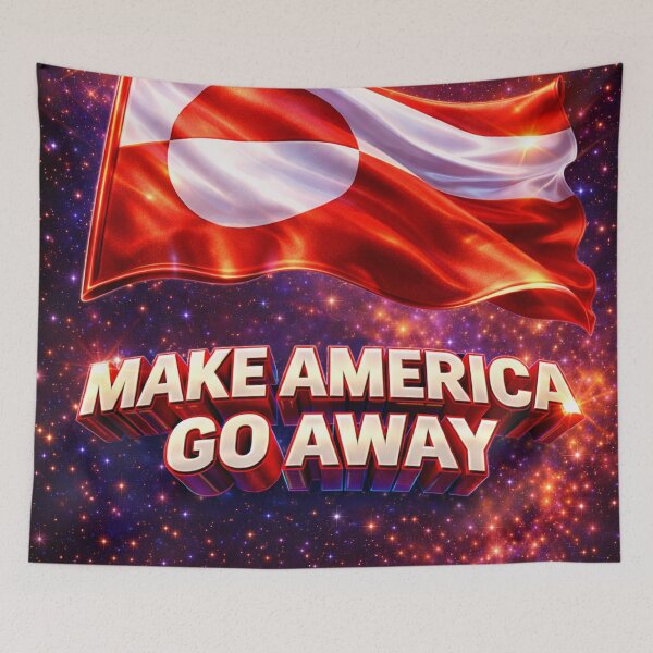 Item preview, Make America Go Away – Greenland Flag 80s Cosmic designed and sold by mindmadecrafts.