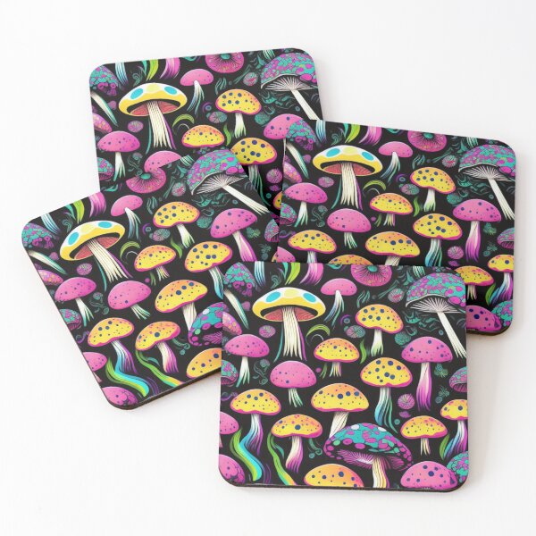 Item preview, Neon Mushroom Pattern Art for Bold Kawaii Aesthetic Fans designed and sold by WildStroke.