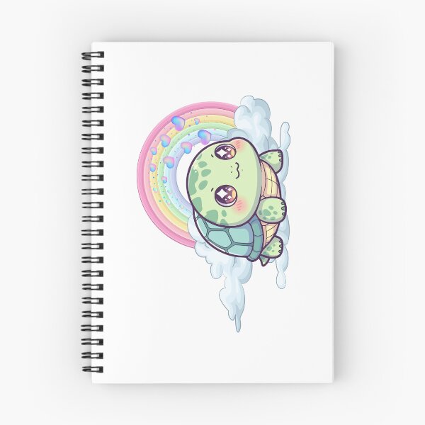 Item preview, Cheerful Turtle - Cute Teal Turtle on a Cloud with Rainbow and Hearts designed and sold by Love3Happy.