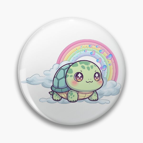 Artikelvorschau, Fröhliche Schildkröte – Niedliche türkisfarbene Schildkröte auf einer Wolke mit Regenbogen und Herzen entworfen und verkauft von Love3Happy.