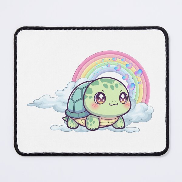 Item preview, Cheerful Turtle - Cute Teal Turtle on a Cloud with Rainbow and Hearts designed and sold by Love3Happy.