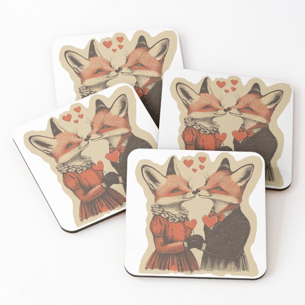 Item preview, Fox Couple in Love – Vintage Valentines Romance designed and sold by TeesAndSass.