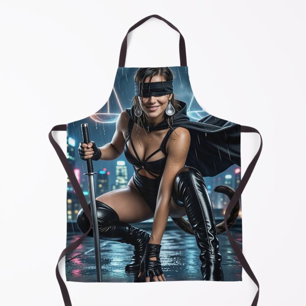 Item preview, Blindfolded warrior holds sword over city rain designed and sold by CathryneDelamort.