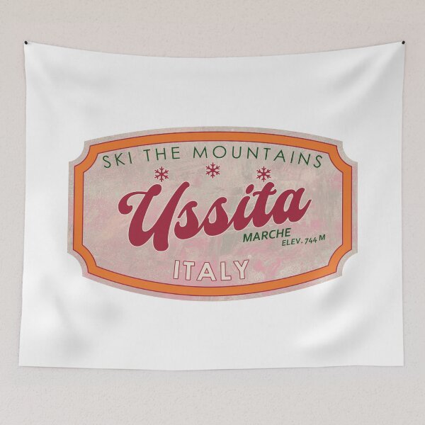 Item preview, Ussita, Italy, Marche, Ski, textured skiing badge designed and sold by Wanderful-roads.