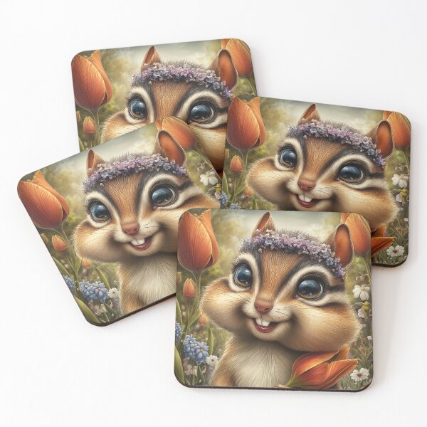 Item preview, Cute Chipmunk with Flower Crown designed and sold by PetsArt.