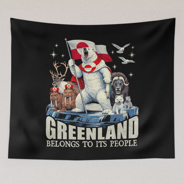 Item preview, Greenland Belongs To Its People – Distressed Flag Statement Graphic designed and sold by PrettyInk.