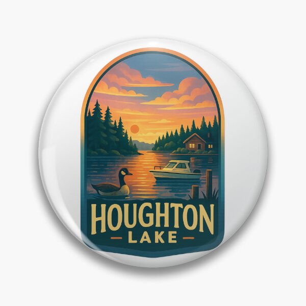 Item preview, Houghton Lake Michigan Sunset with Cabin and Boat designed and sold by Aryabek.
