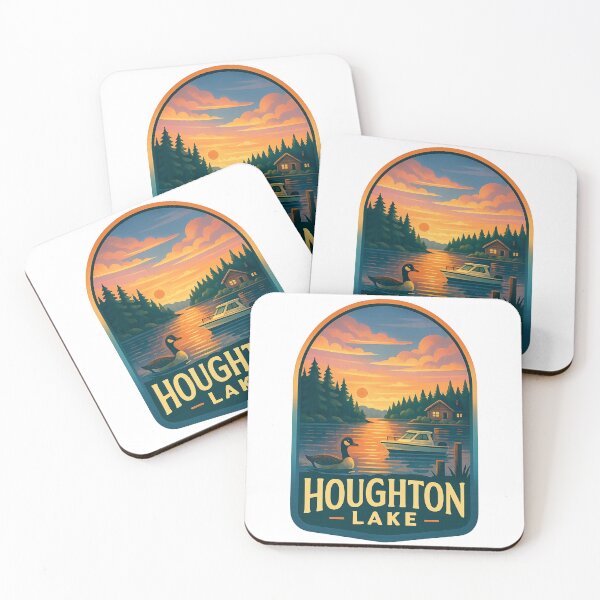 Item preview, Houghton Lake Michigan Sunset with Cabin and Boat designed and sold by Aryabek.