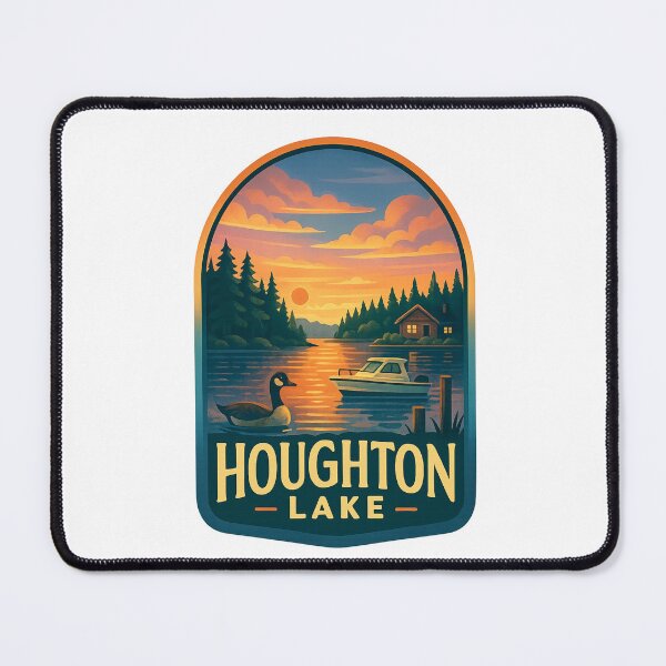 Item preview, Houghton Lake Michigan Sunset with Cabin and Boat designed and sold by Aryabek.