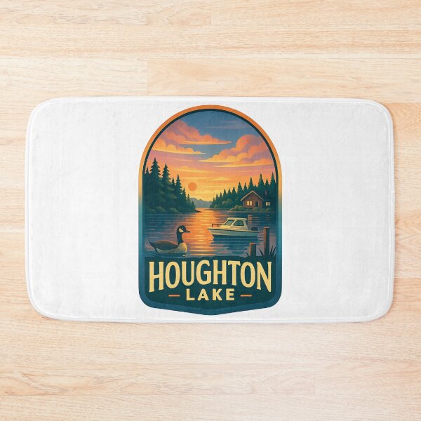 Item preview, Houghton Lake Michigan Sunset with Cabin and Boat designed and sold by Aryabek.