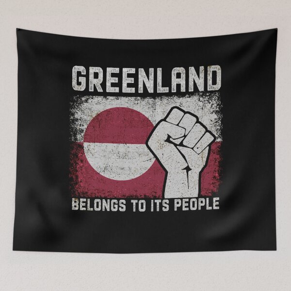Item preview, Greenland Belongs To Its People – Distressed Flag Statement Graphic designed and sold by PrettyInk.