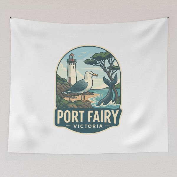 Item preview, Port Fairy Victoria with Lighthouse and Whale Tail designed and sold by Aryabek.