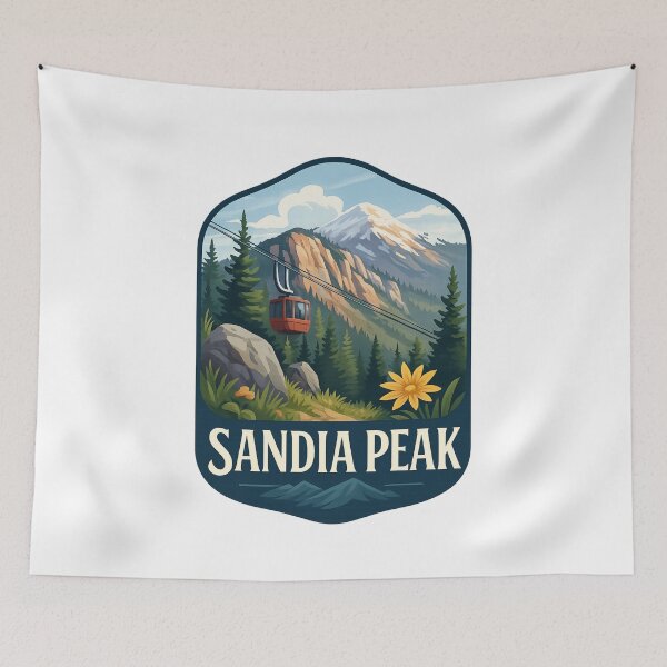 Item preview, Sandia Peak New Mexico with Tramway and Wildflowers designed and sold by Aryabek.
