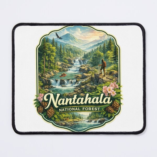 Item preview, Nantahala National Forest with River, Hiker, and Rafting – Western North Carolina designed and sold by StampMyPassport.