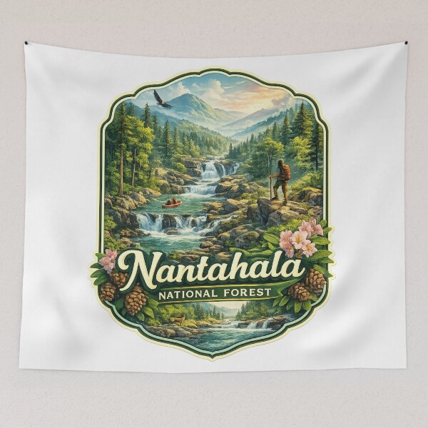Item preview, Nantahala National Forest with River, Hiker, and Rafting – Western North Carolina designed and sold by StampMyPassport.