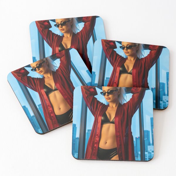 Item preview, Platinum Hair Woman in Red Robe with City View designed and sold by CathryneDelamort.