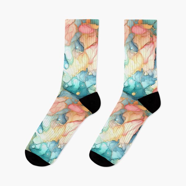 Item preview, Soft Teal Alcohol Ink Abstract with Warm Glow designed and sold by FunnyTeeByMe.