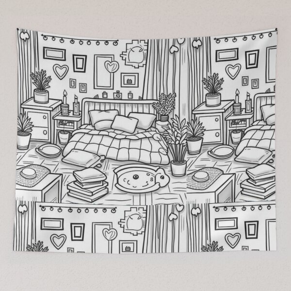 Item preview, Part 6 Cozy Hearts Coloring Page – Relaxing Black and White Line Art designed and sold by Kookyclan.