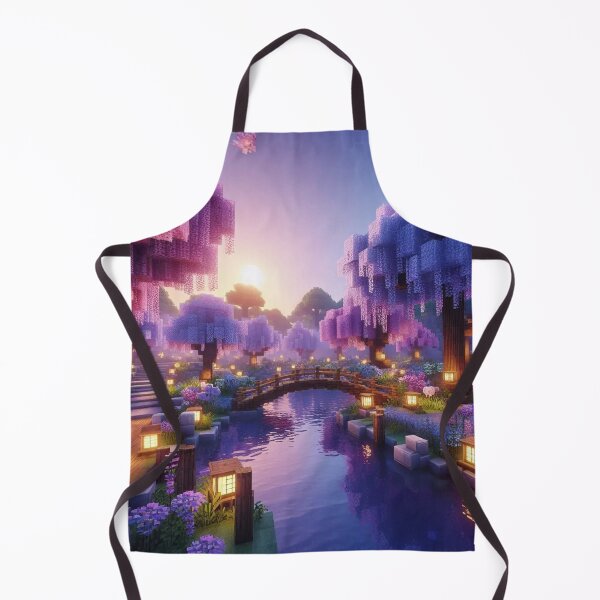 Item preview, Minecraft world, Japanese garden, cherry blossom trees, Japan, gaming, blue sky, pixel art, blocky digital landscape designed and sold by Sugar Wisdom .