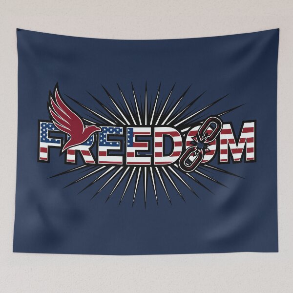 Item preview, FREEDOM Burst – Patriotic Flag Typography with Dove and Broken Chain designed and sold by THE-DAILY-DRIPS.