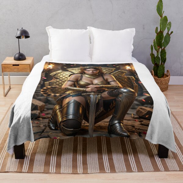 Item preview, Cat Girl Knight Kneels for Justice in Temple designed and sold by CathryneDelamort.